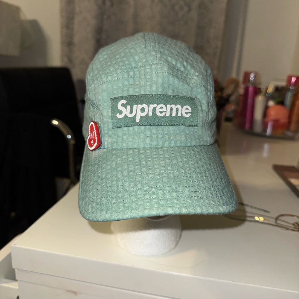 Supreme Mint Green Waffle Camp Cap